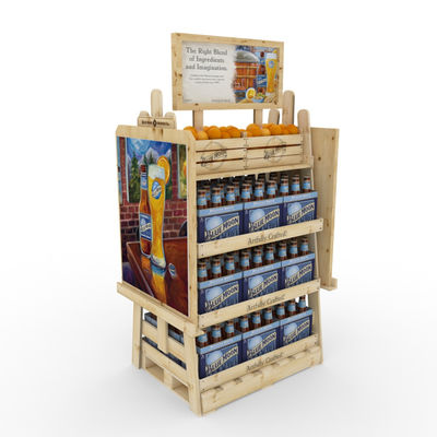 Double bouteille à bière en bois stable dégrossie adaptée aux besoins du client de supermarché de support de vin de Diy de support d'affichage