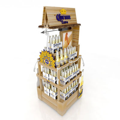 Double bouteille à bière en bois stable dégrossie adaptée aux besoins du client de supermarché de support de vin de Diy de support d'affichage