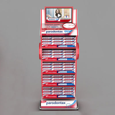 Support cosmétique d'étagère de supermarché de pâte dentifrice de présentoir de Floorstanding avec des étagères