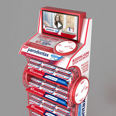 Support cosmétique d'étagère de supermarché de pâte dentifrice de présentoir de Floorstanding avec des étagères
