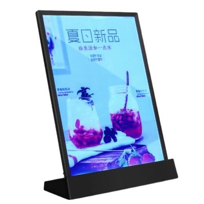 A4 affichage acrylique de support de partie supérieure du comptoir de support de menu de la taille LED avec 7 couleurs