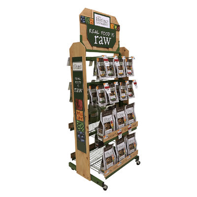 Support d'affichage en bois de magasin de bêtes de présentoir de plancher de palette de Cat Product Clean Toy Food de chien demi