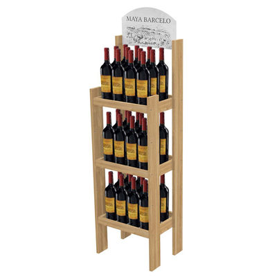Support d'affichage adapté aux besoins du client de vin de Pinewood de présentoir de cru pour le magasin de vins et de spiritueux
