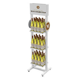 Présentoir du côté double de vente chaud de vin de plancher de support d'affichage de bouteille de vin de supermarché avec le logo fait sur commande