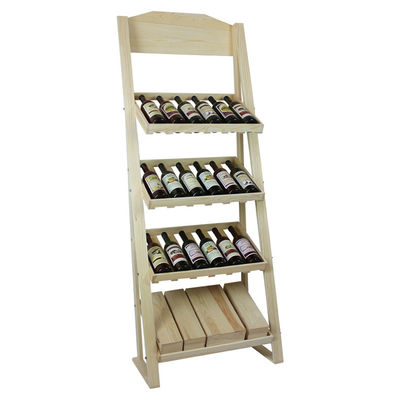Capacité naturelle de bouteille en bois 24 de support d'affichage de vin de présentoir de présentoir de stockage de vin en bois de pin