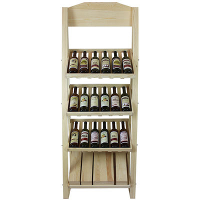 Capacité naturelle de bouteille en bois 24 de support d'affichage de vin de présentoir de présentoir de stockage de vin en bois de pin