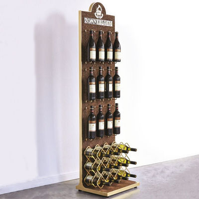 Bois démontable en bois adapté aux besoins du client de support de vin de présentoir de support debout libre double face de vin pour le bar