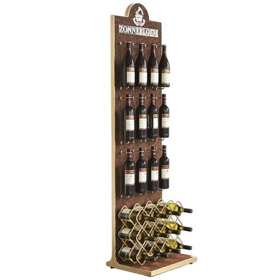 Présentoir en bois adapté aux besoins du client de vin de présentoir de vin de support de stockage debout libre en bois pour la barre