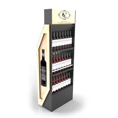 Présentoir en bois adapté aux besoins du client de vin de présentoir de vin de support de stockage debout libre en bois pour la barre
