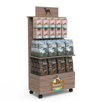 Produits pour chiens et chats de nettoyage jouet en bois demi plateau plancher étagère d'affichage pour magasin d'animaux