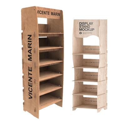 Bevis Moderne 4 couches en contreplaqué en bois amovible Display Racks Plancher Stand pour le supermarché Display Store Emballé dans un carton